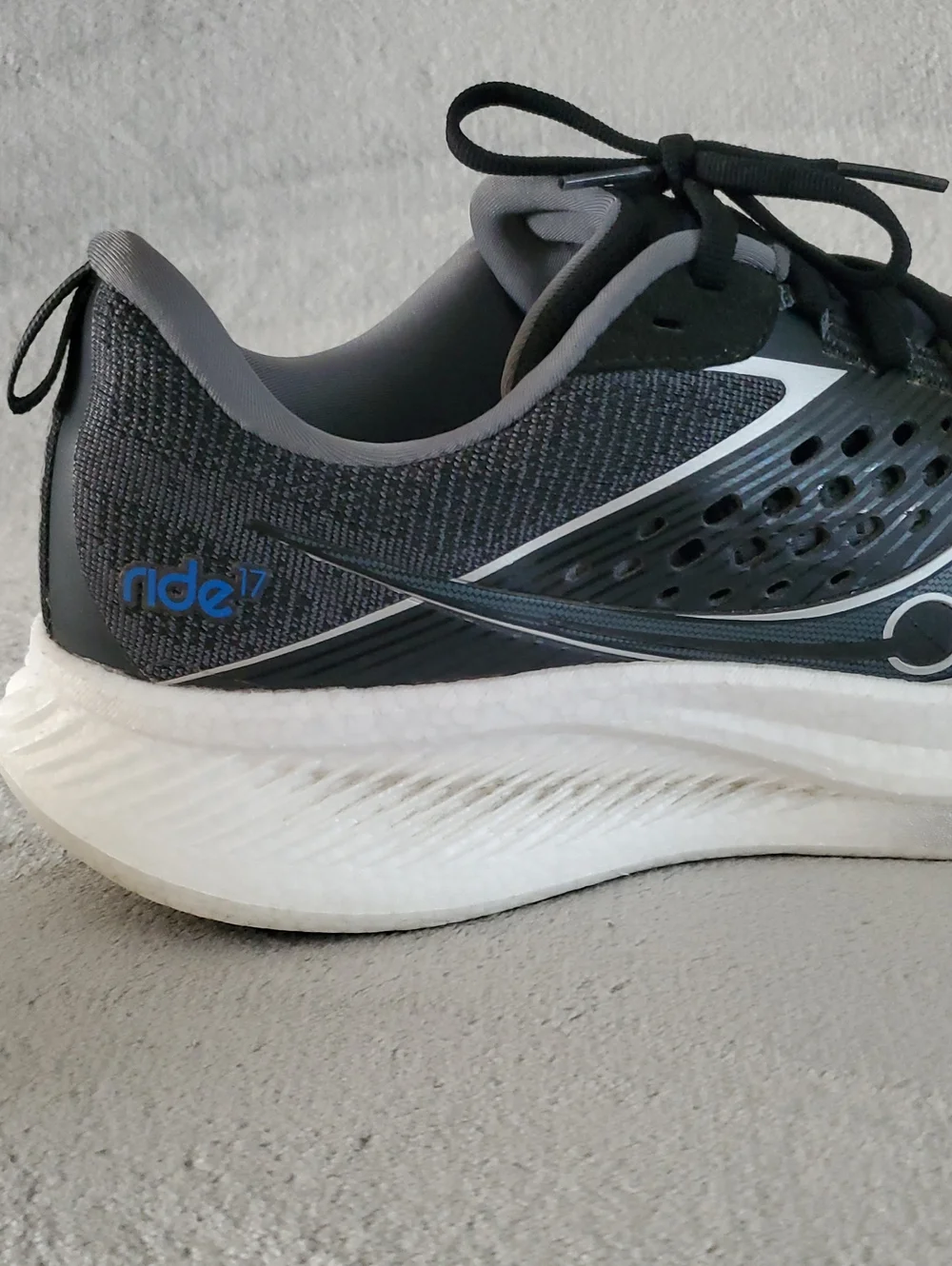 SAUCONY Ride 17 Form Fit Black/White Running Shoes MEN'S SIZE: 12